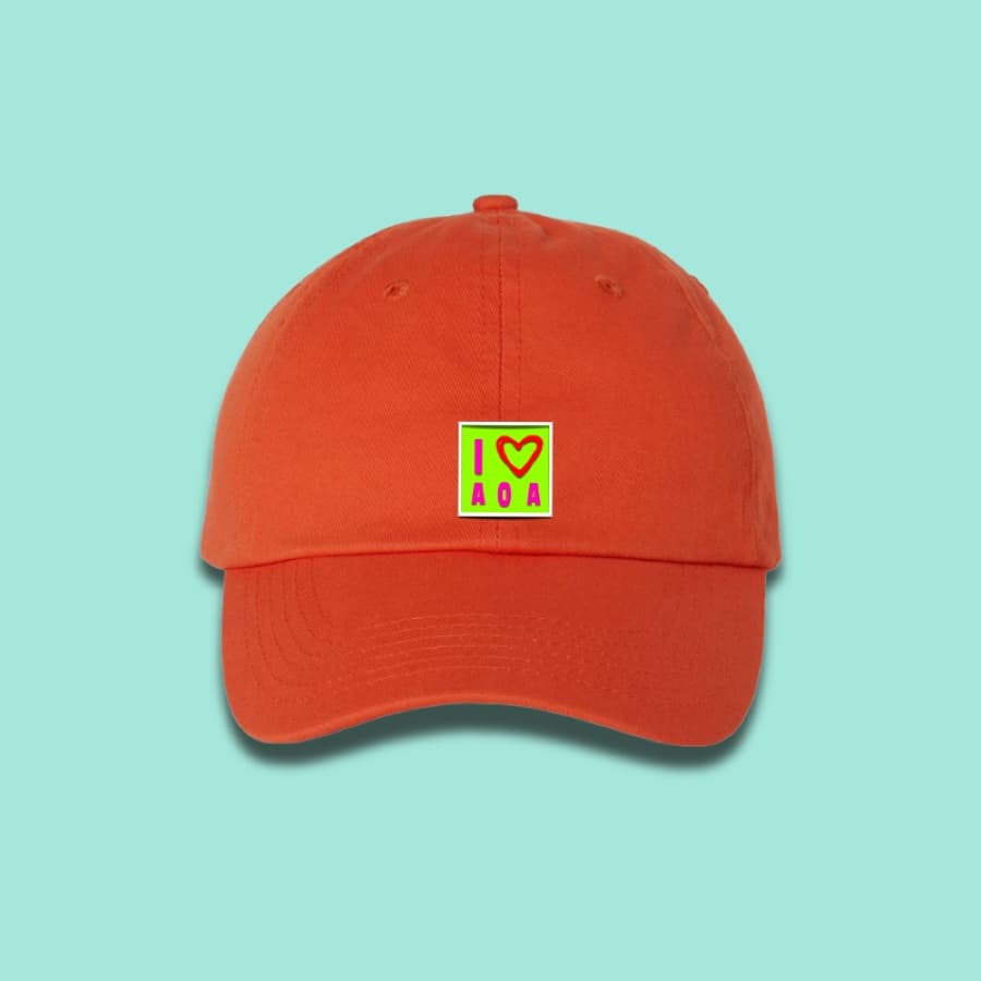 Orange cap with an I love Aloya patch