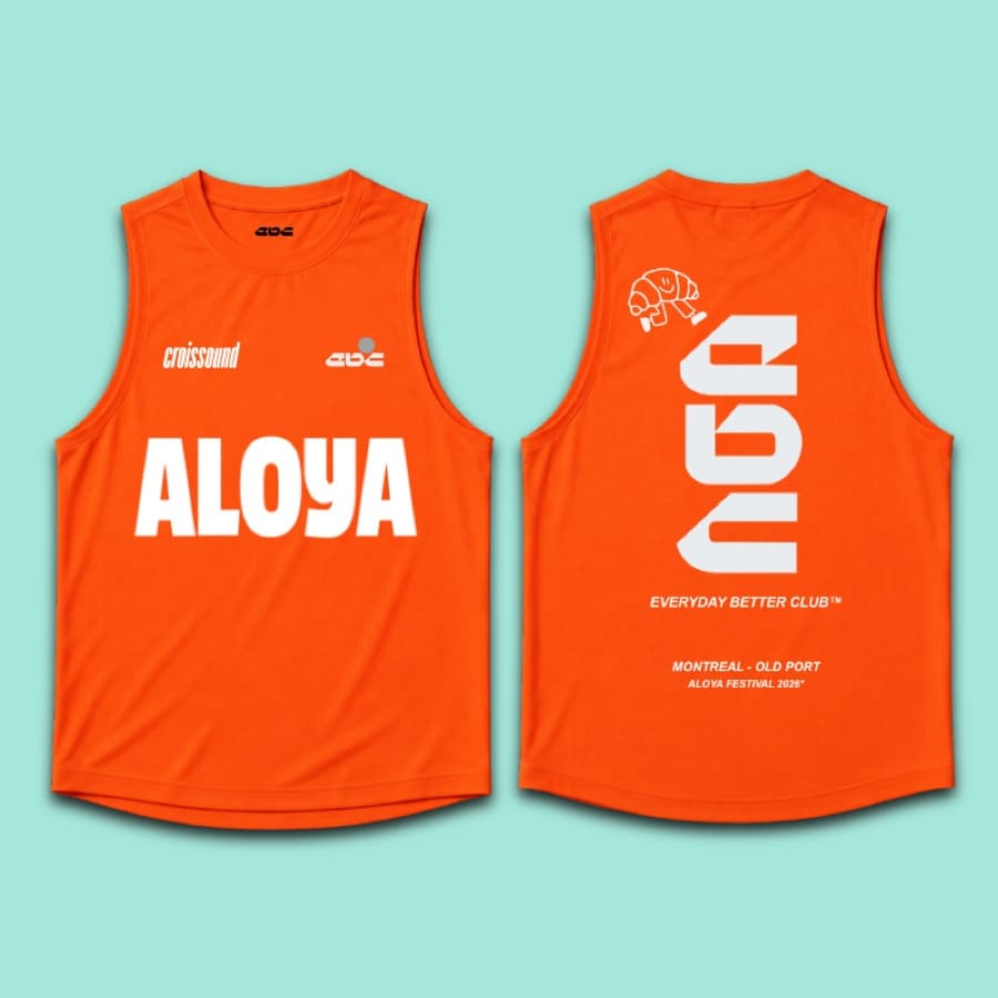 Orange Aloya running tank, front and back